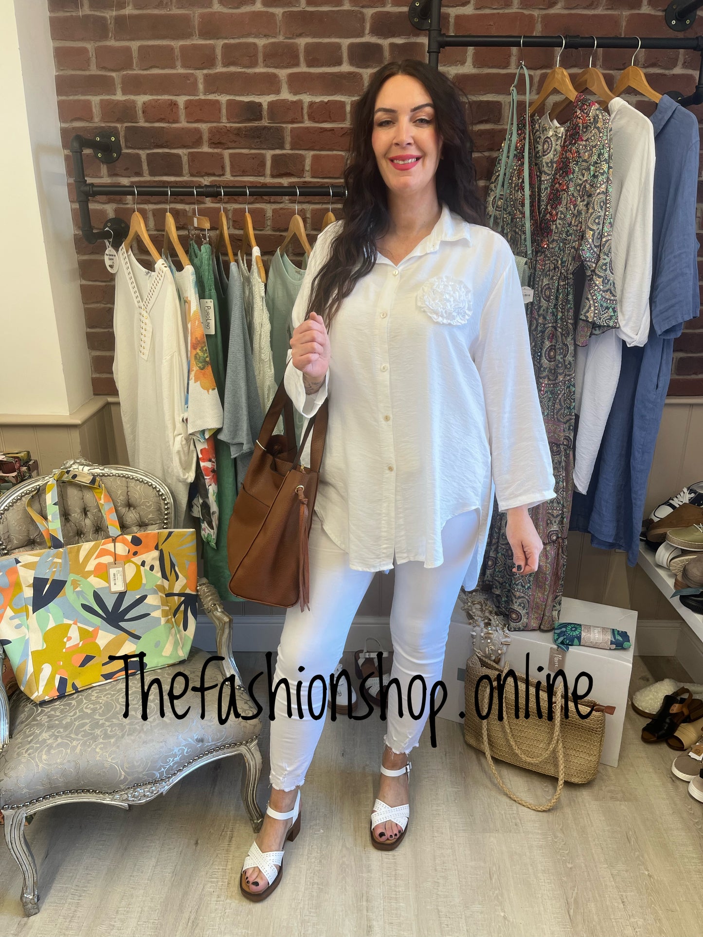 Ivy white longline blouse 14-20