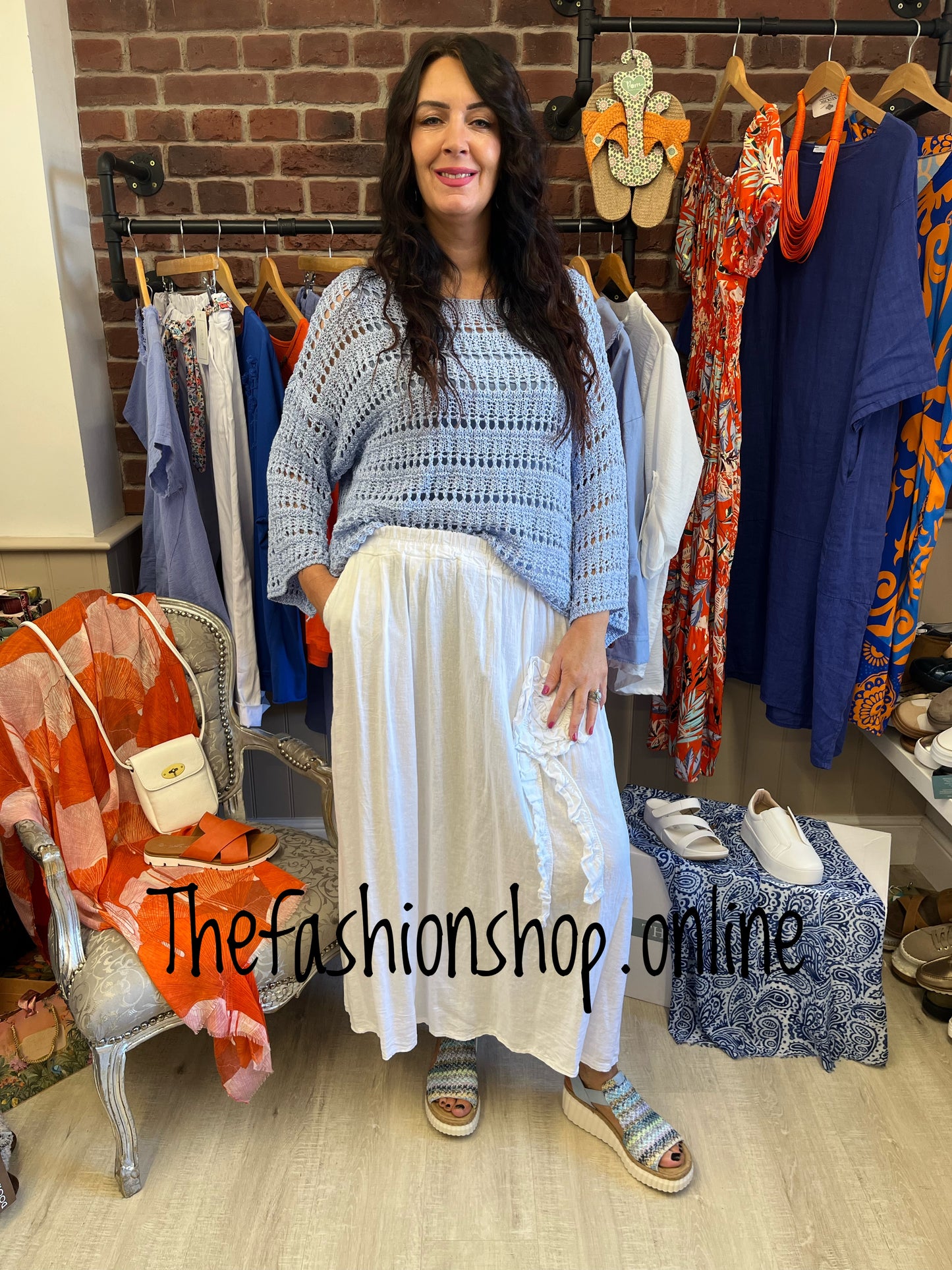 Ella blue crochet top with vest 10-16