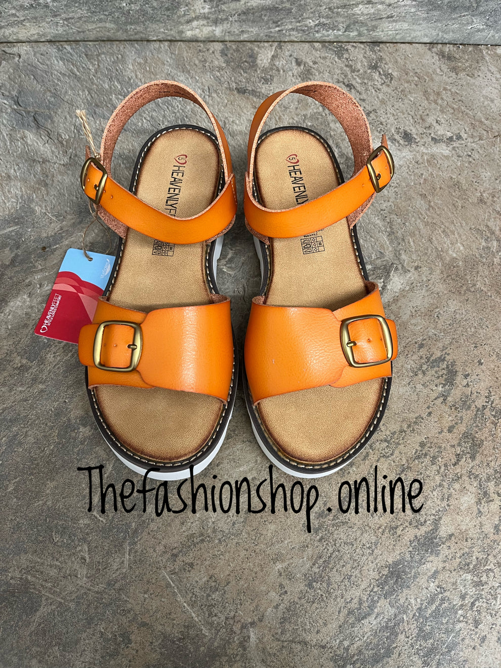 Heavenly Feet orange Trudy sandals sizes 3-8 (36-41)