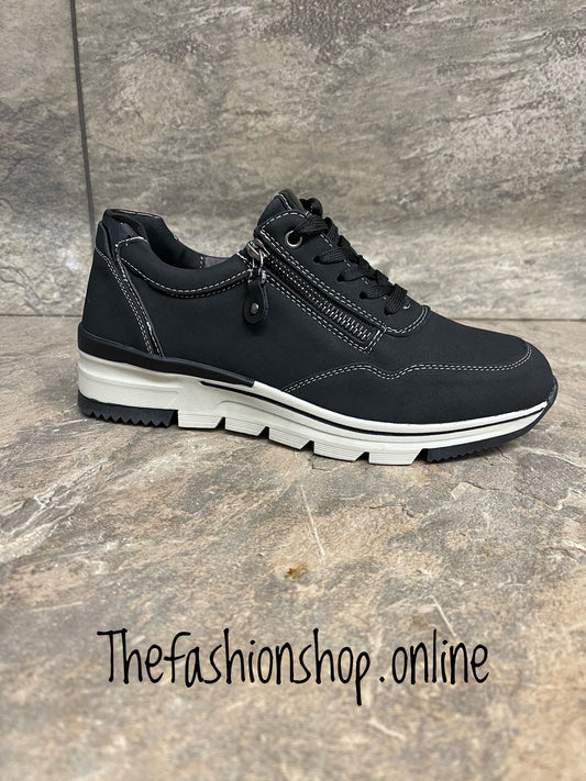 Black zip and lace trainer sizes 3-8