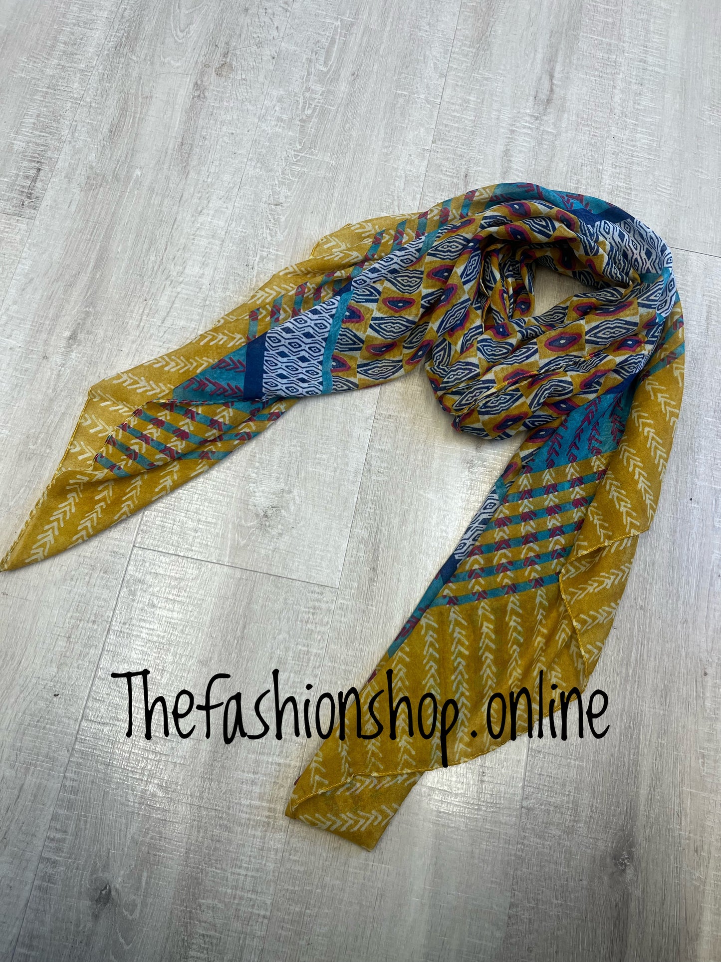 Mustard tribal block print scarf
