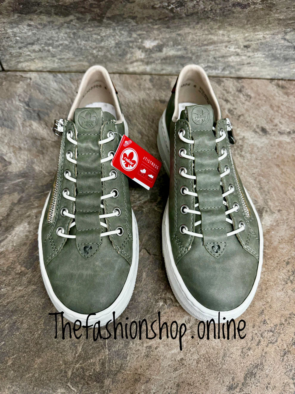 Rieker green leather trainers sizes 4-9 (37-43)