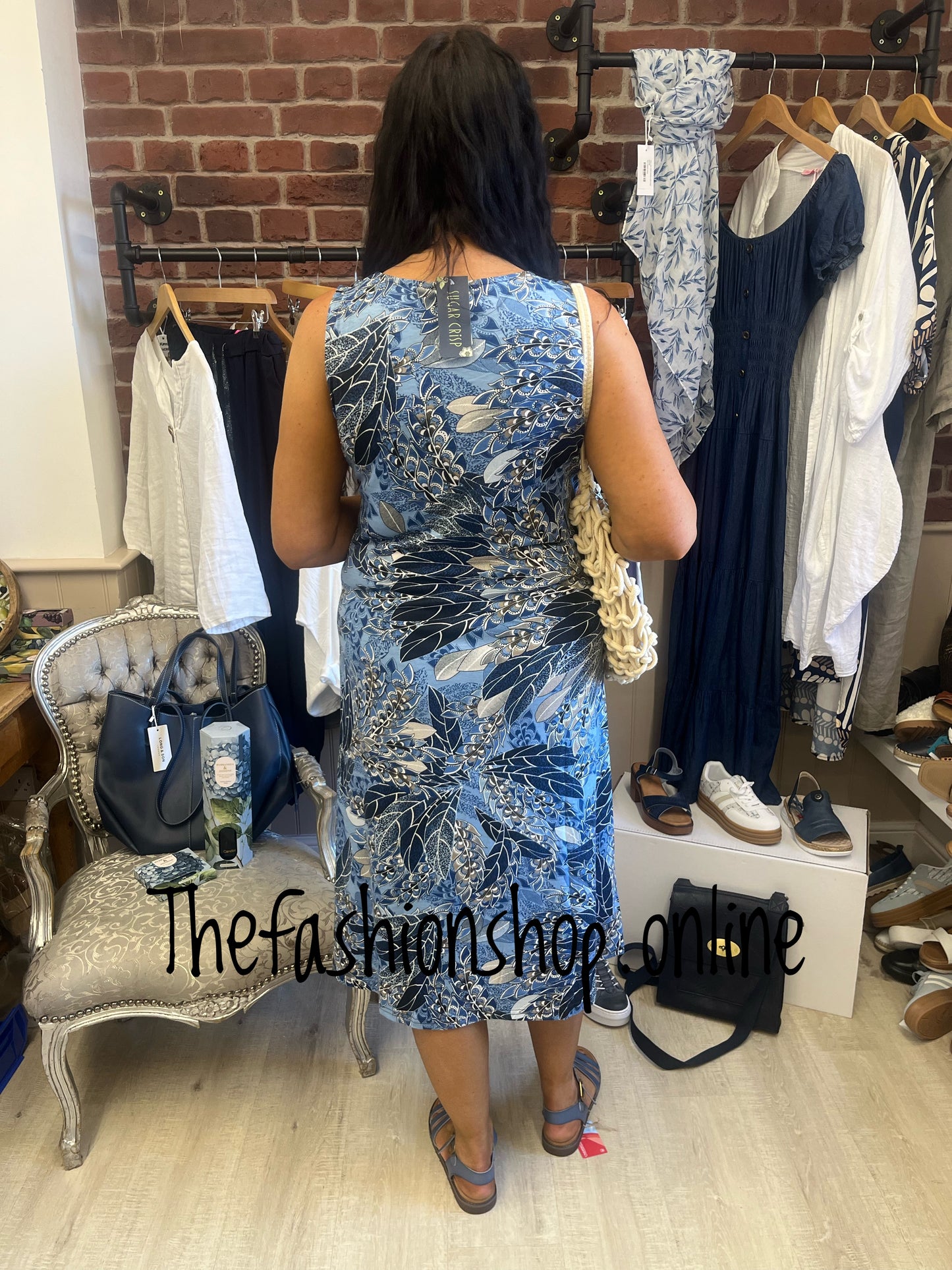 Blue Peacock Feathers jersey dress sizes 10-16