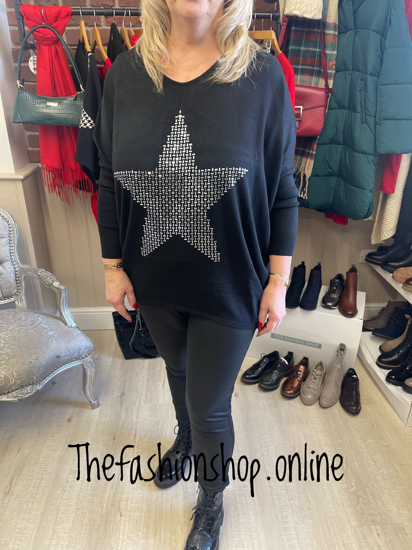 Black star studded jumper 10-18