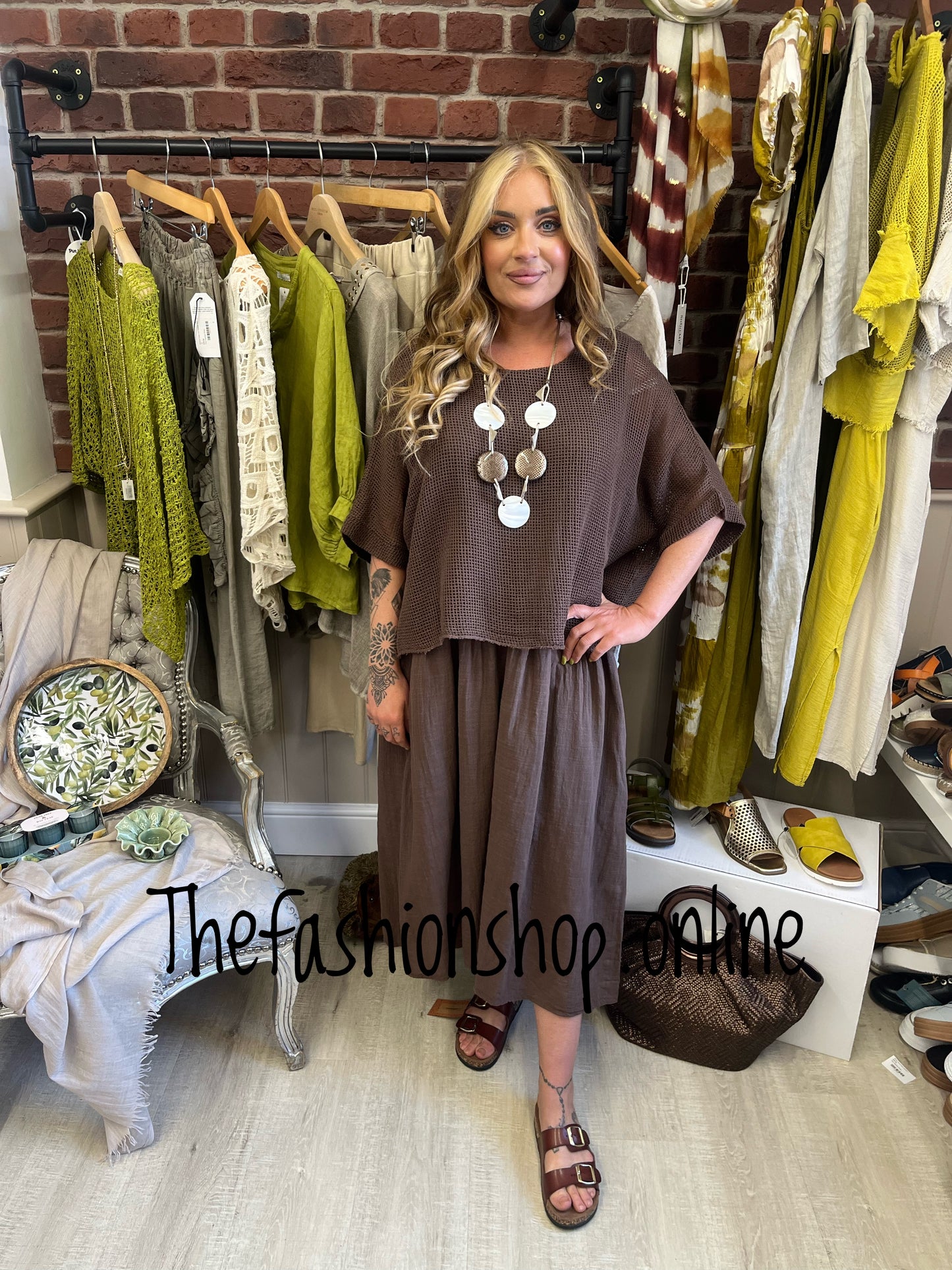Leah brown dress with mesh overlay 8-18
