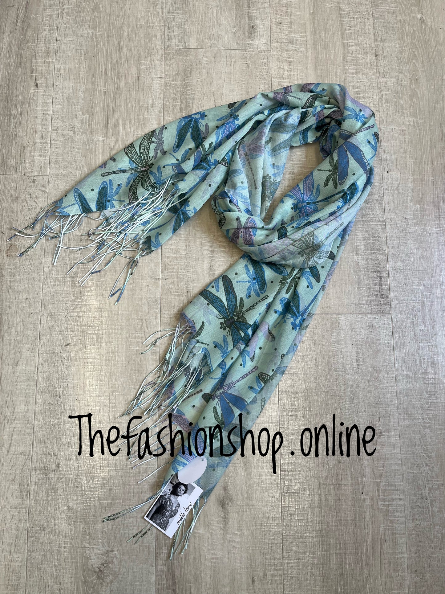Green dragonfly scarf