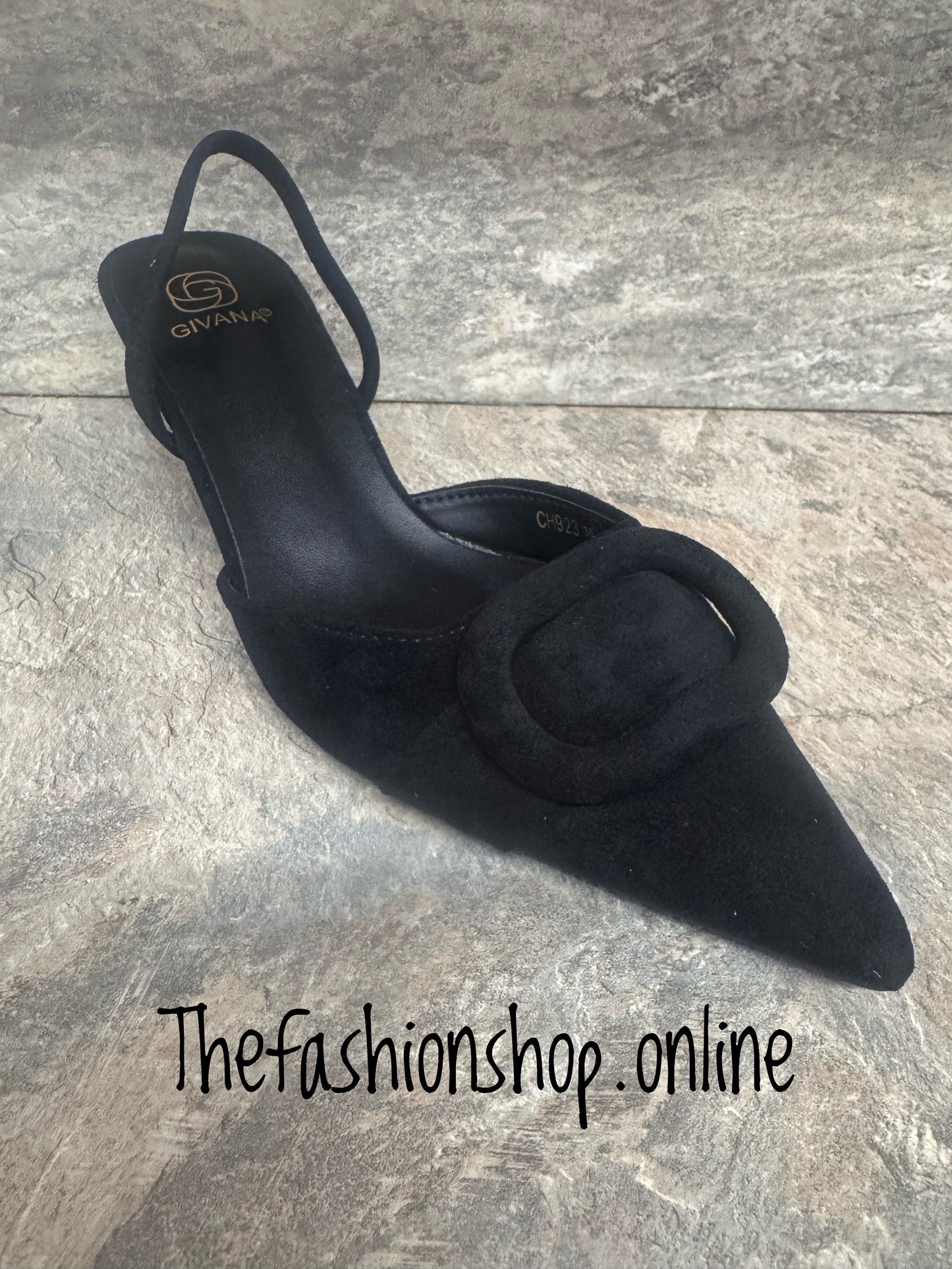 Alexa black sling back shoe sizes 3-8 (36-41)