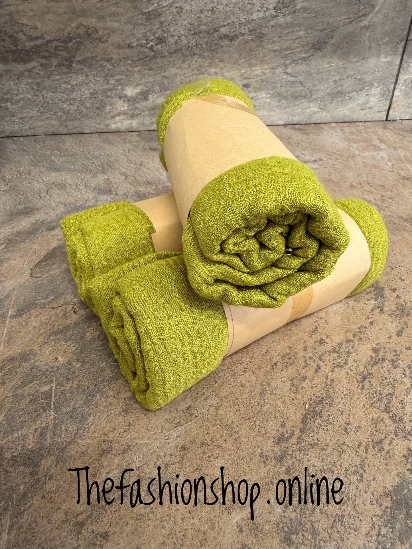 Lime fine waffle scarf