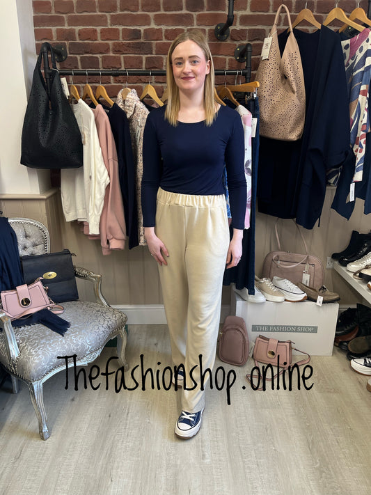 Maisie beige wide leg trousers 10-16