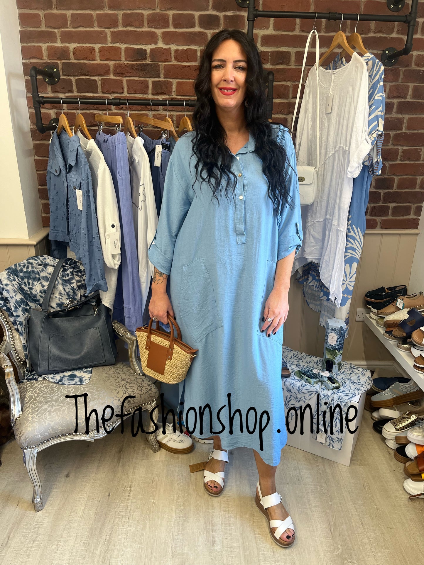 Pippa blue side ruffle dress 10-16