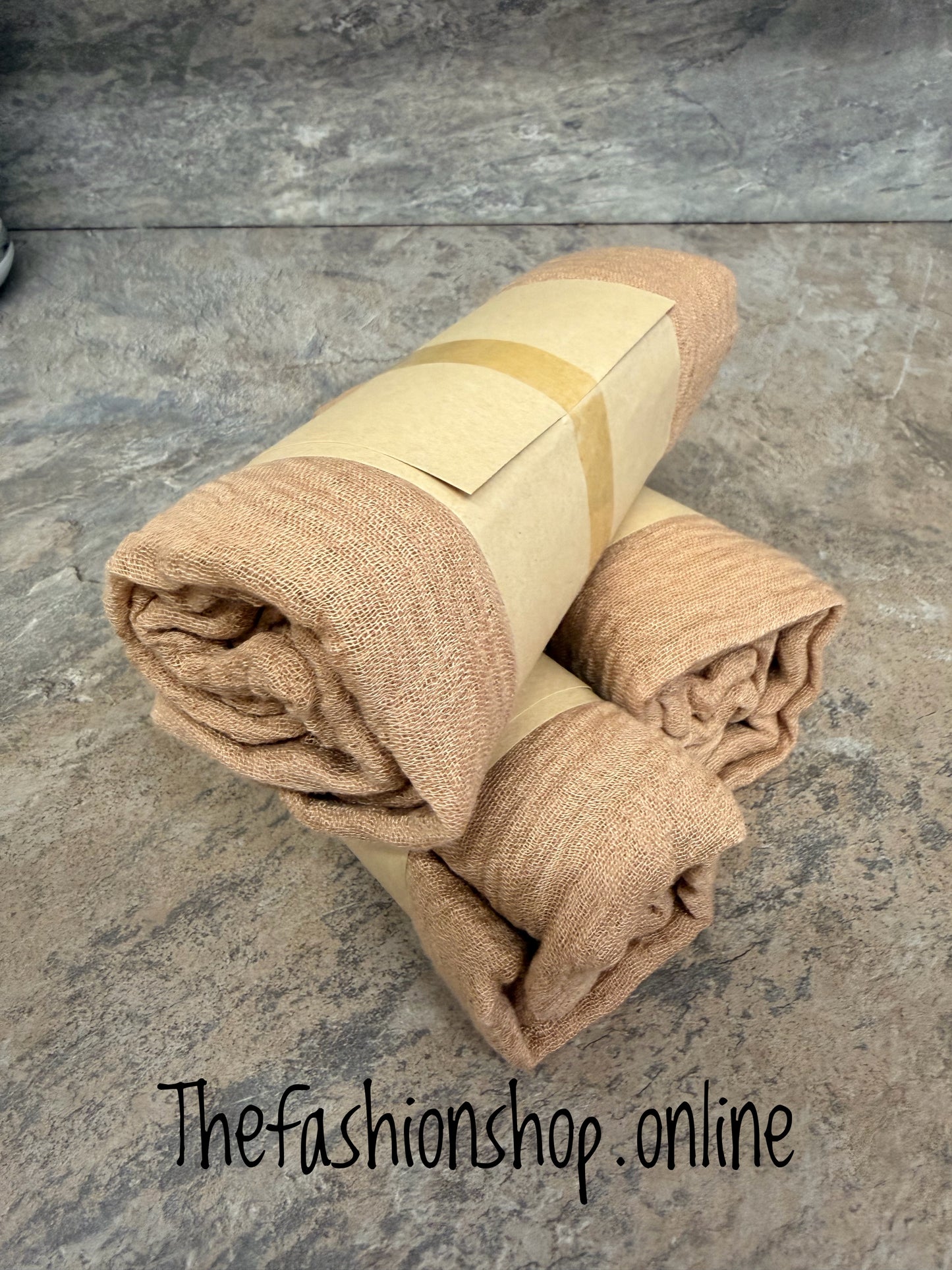 Camel fine waffle scarf