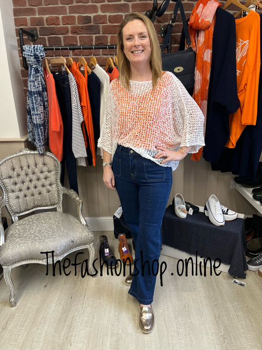 White popcorn open knit top 10-20