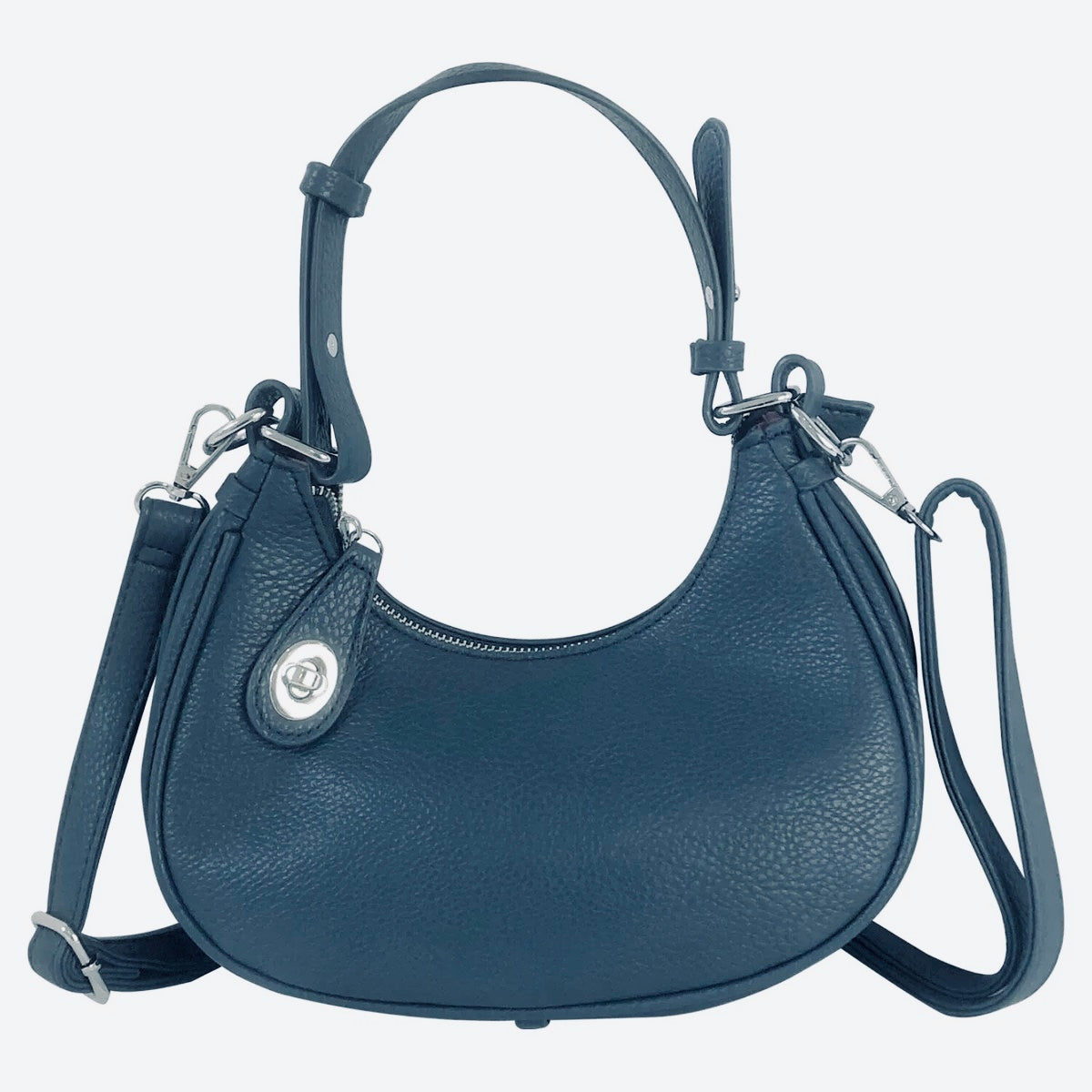 Tara Navy Turn Lock Handle Bag with Shoulder strap