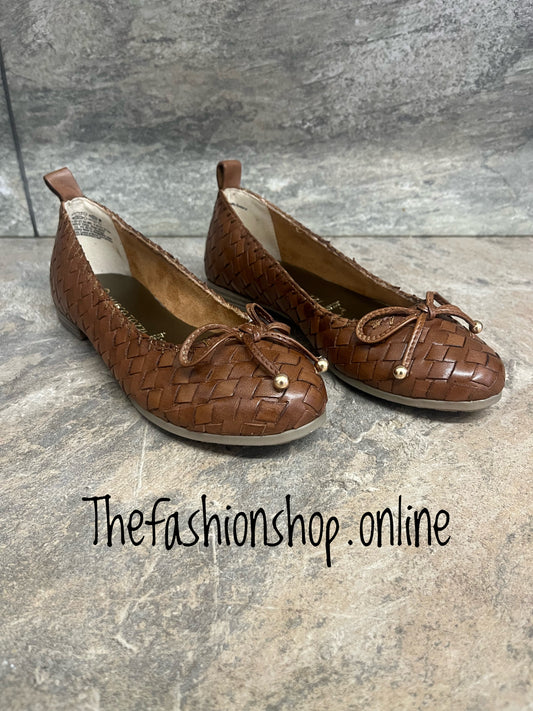 Marco Tozzi cognac leather woven ballet shoe sizes 4-8 (37-42)