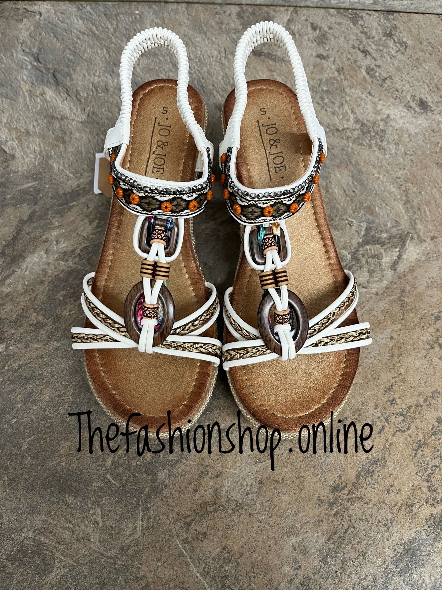 Jo & Joe white Trinidad wedge sandals sizes 4-8 (37-41)