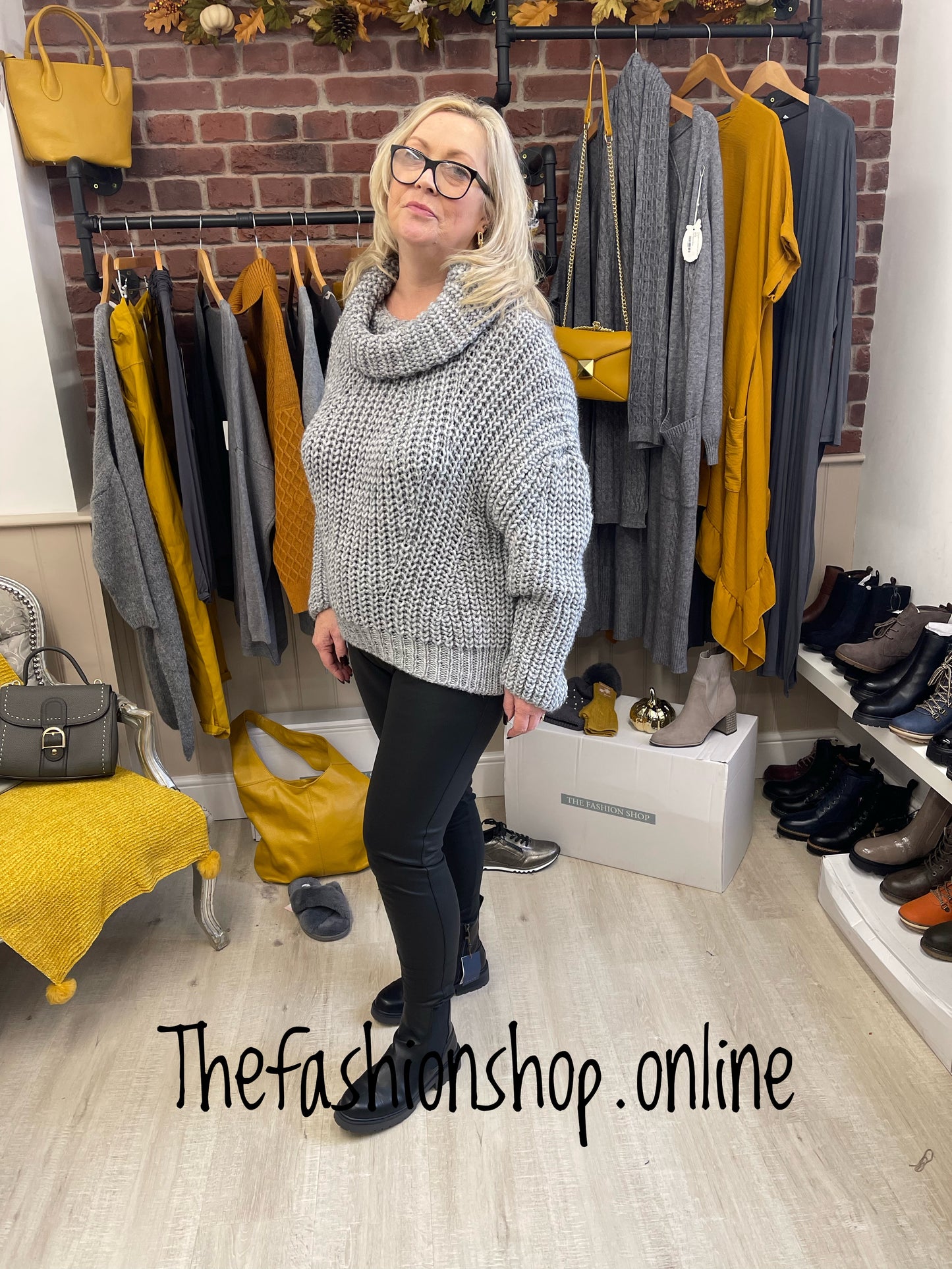 Grey chunky wool mix jumper 10-16