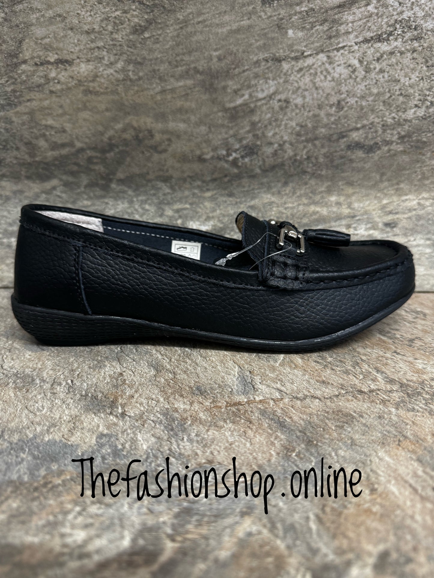 Jo & Joe Nautical wide fit black leather loafer sizes 4-8