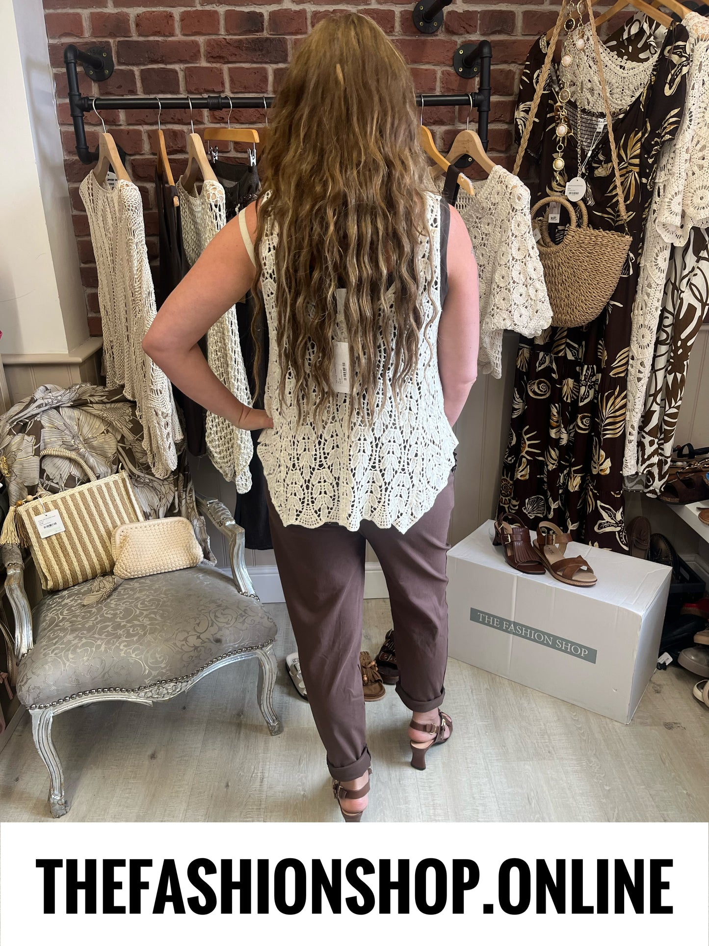 Heidi beige crochet knitted vest 8-14
