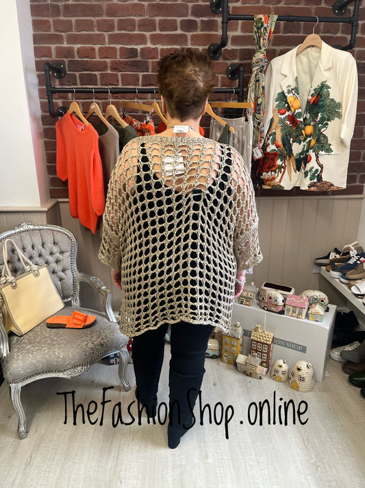 Angelina mocha crochet layering top 12-22