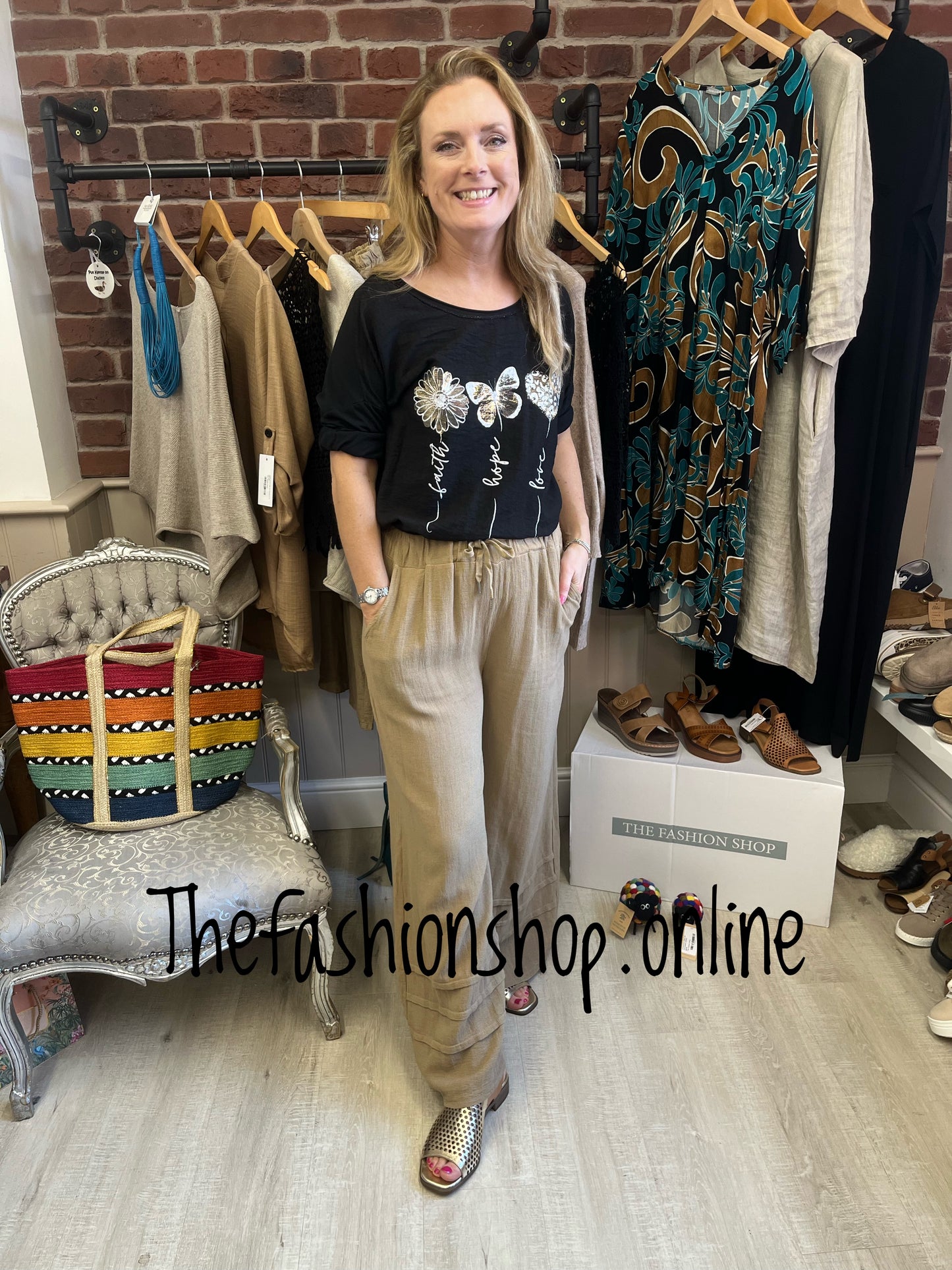 Adele camel linen mix trousers 10-16