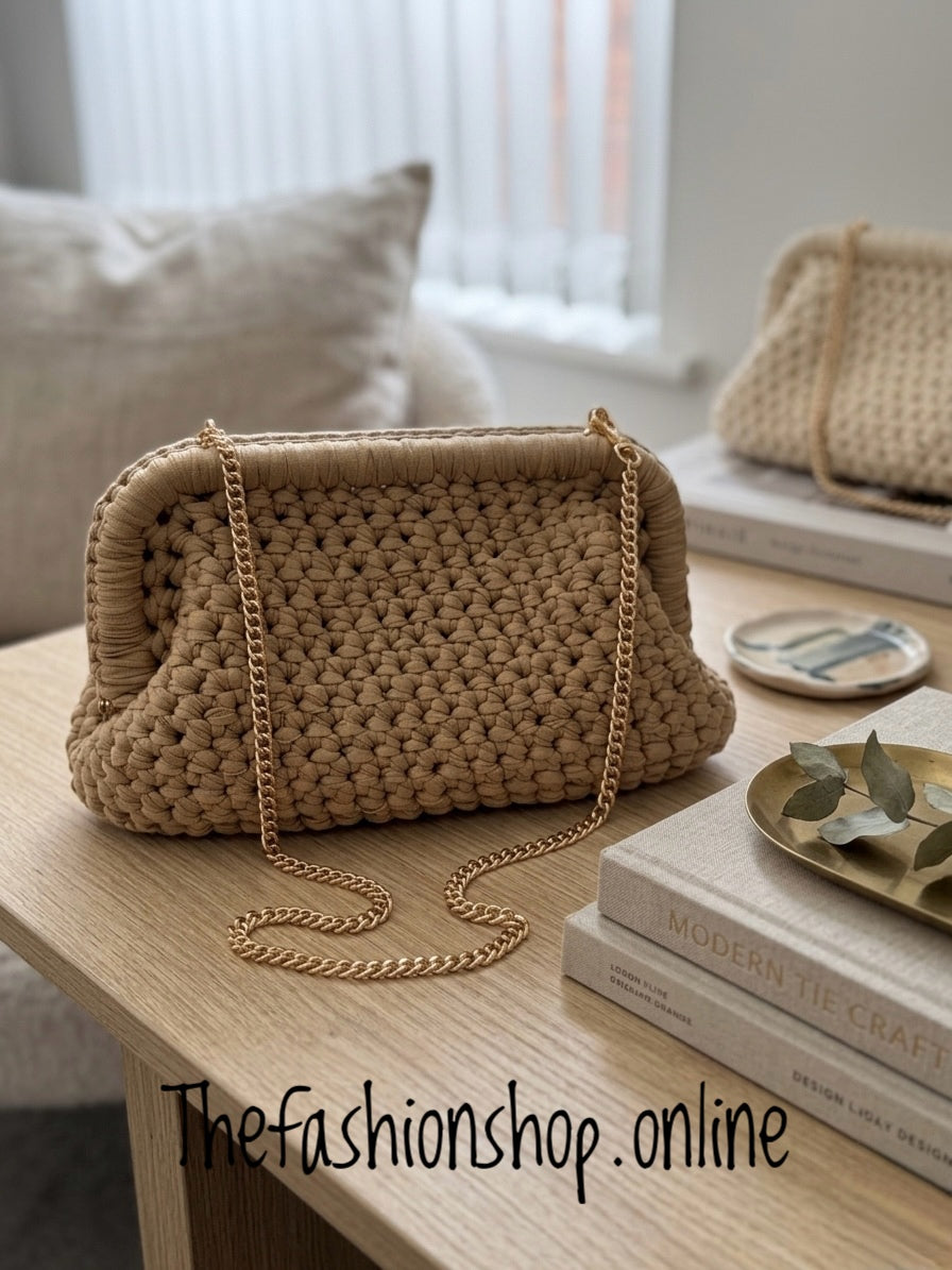 The Willow Crochet Camel Bag