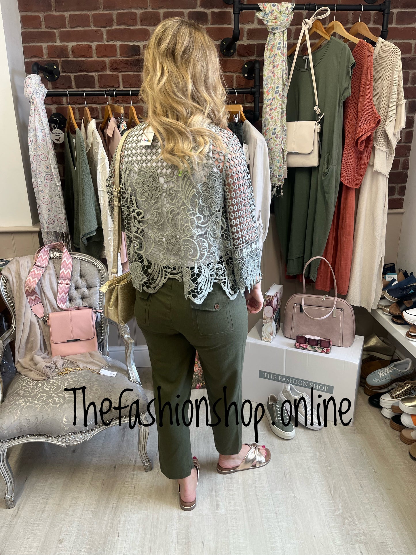 Sara khaki crochet cardigan 8-14