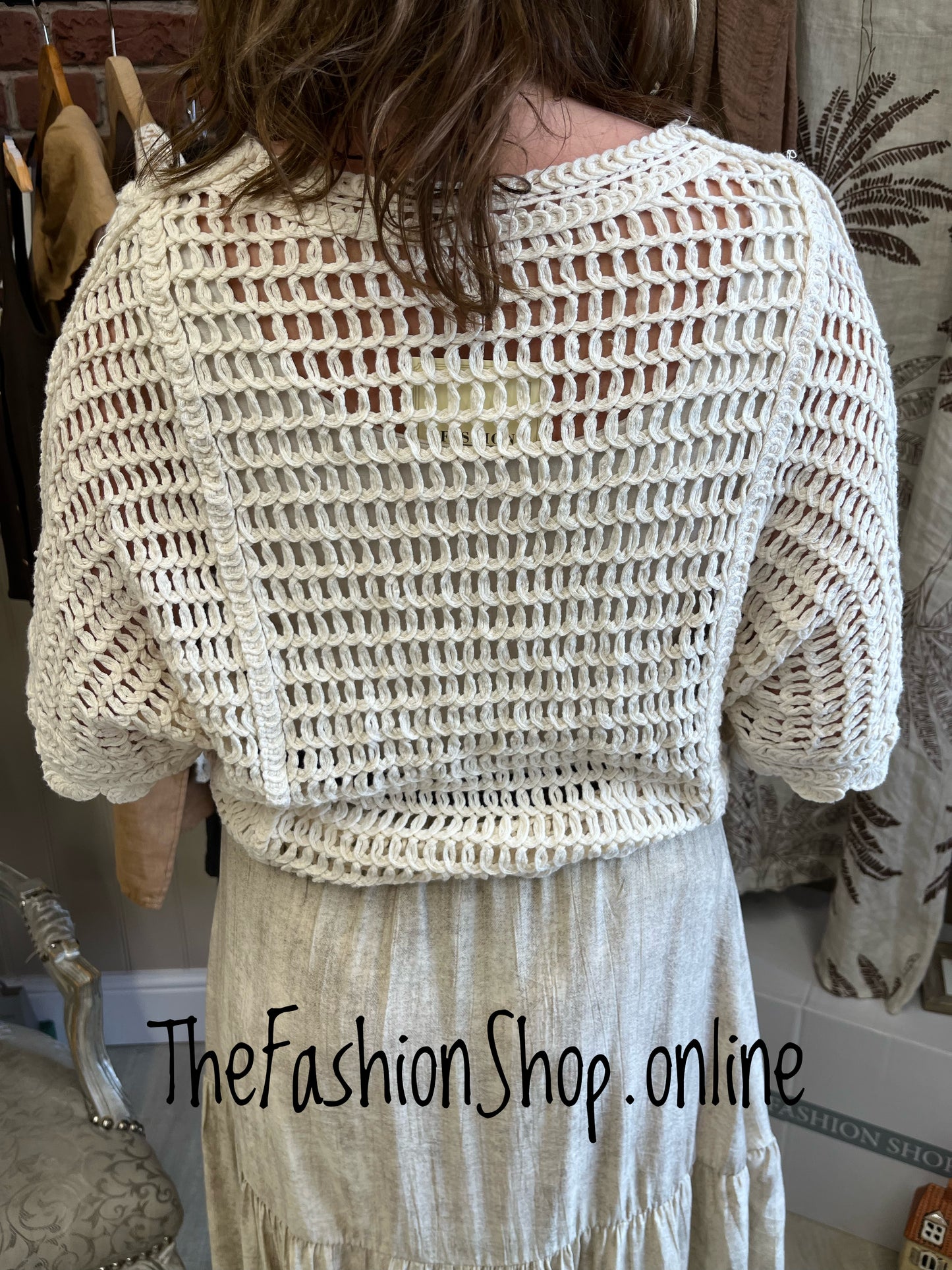 Ella beige crochet layering top 8-12