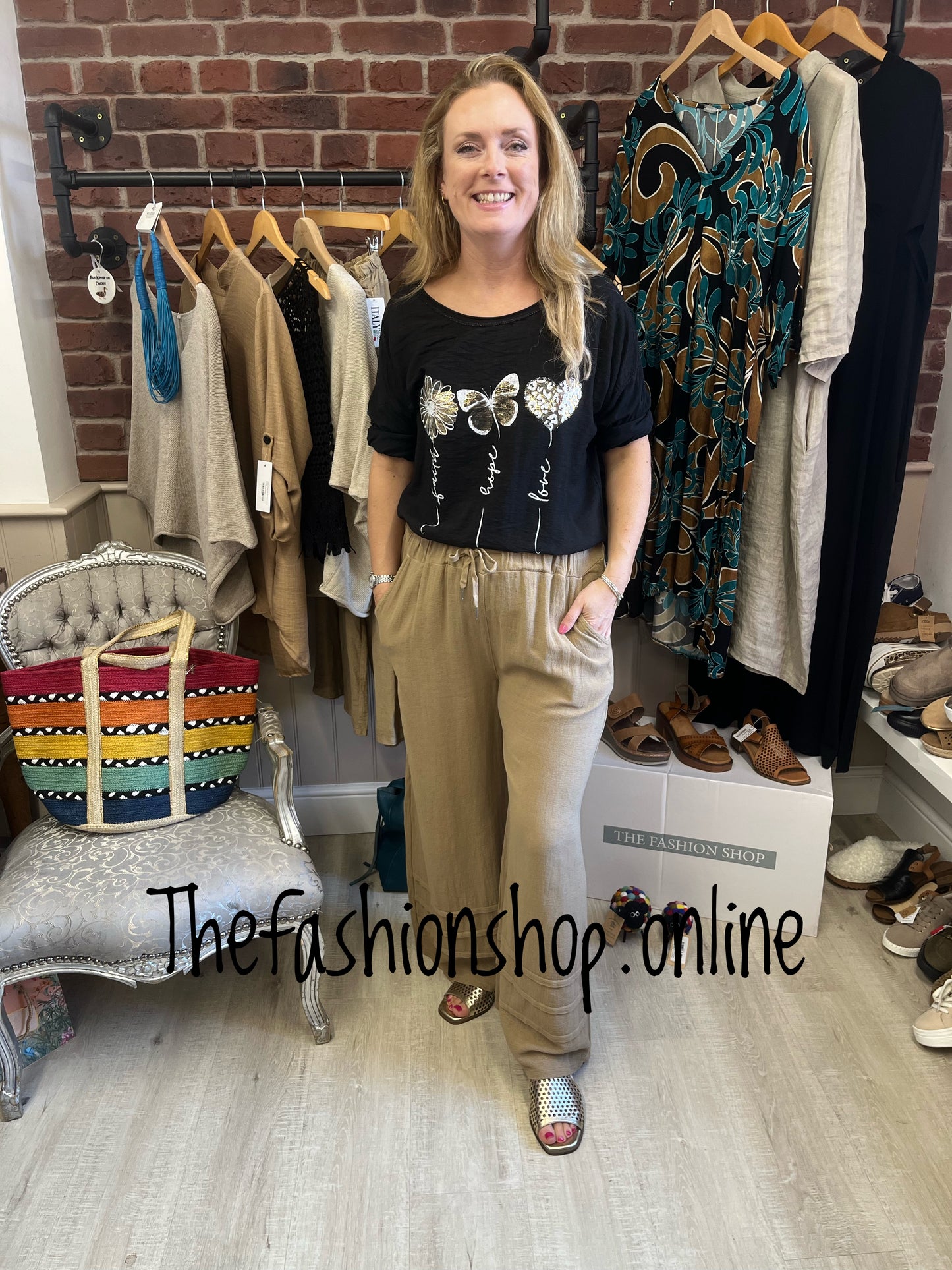 Adele camel linen mix trousers 10-16