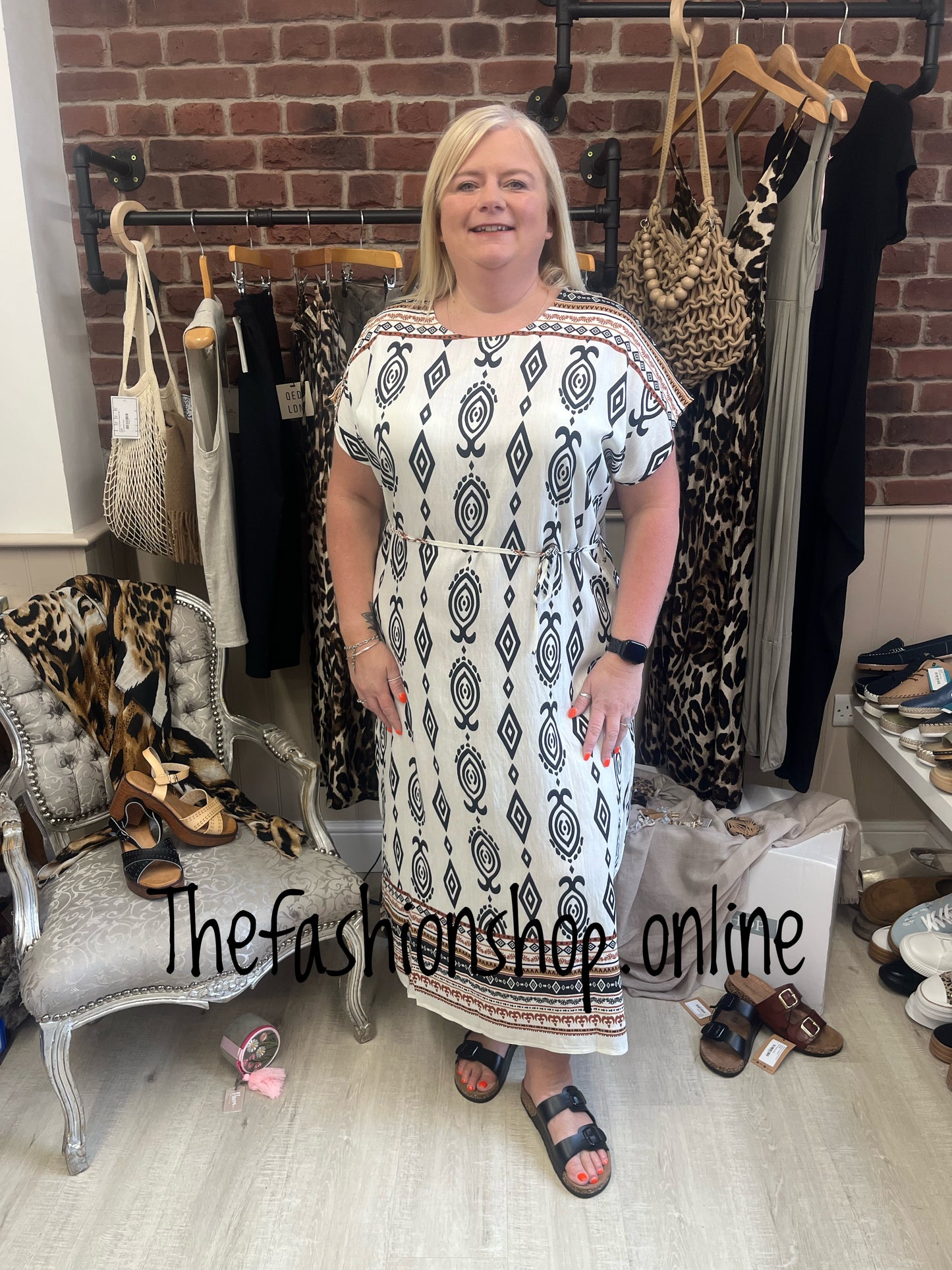 Serena Aztec print dress 14-16 and 18-20