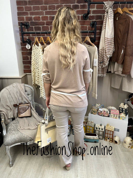 Christina camel and cream knitted top 10-12 and 14-16