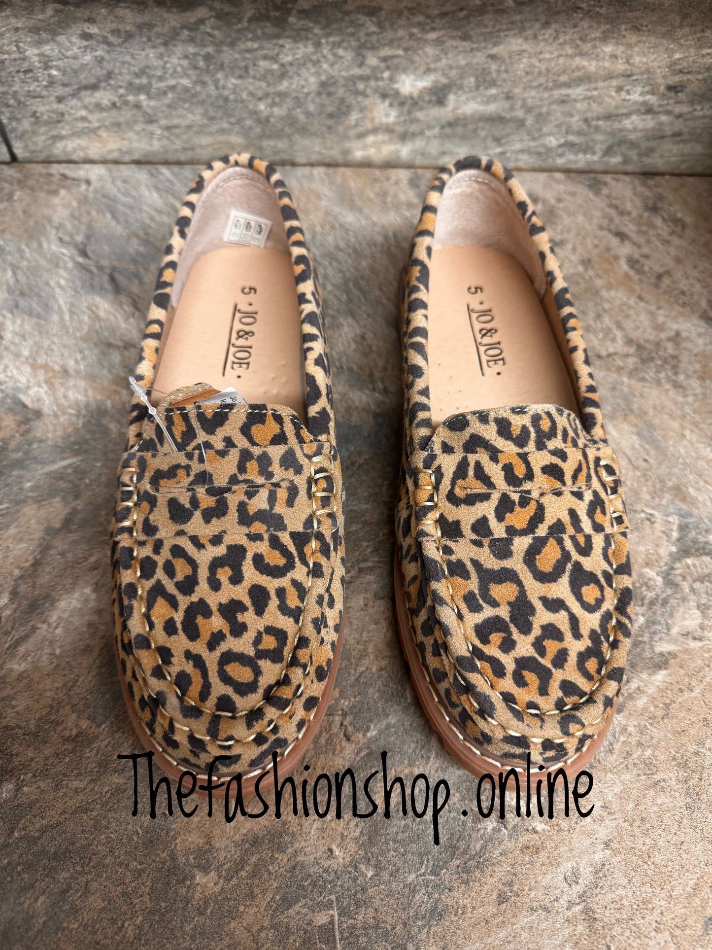 Jo & Joe leopard Shore leather suede loafer sizes 4-8 (37-41)