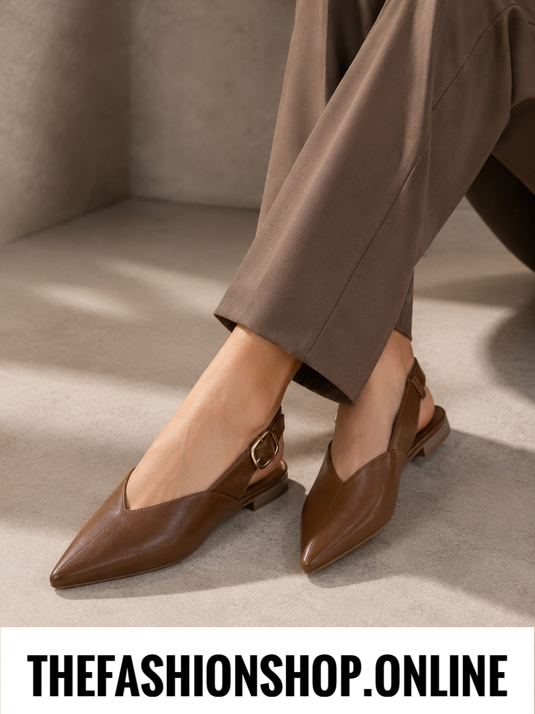 Orena brown pointed slingback sizes 3-8 (36-41)