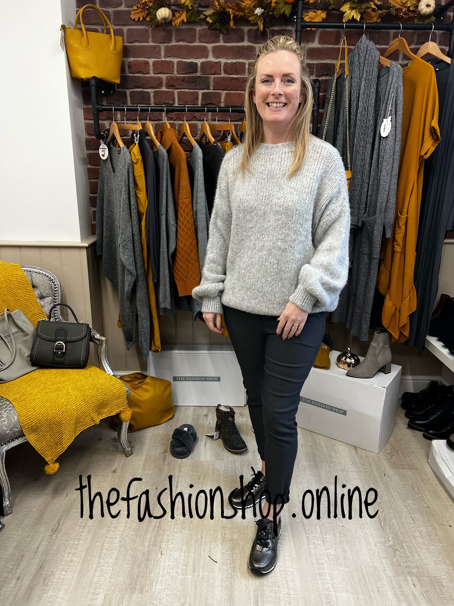 Grey balloon sleeve jumper 10-16