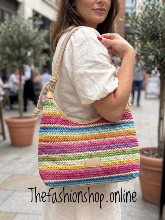Ibiza hot pink rainbow bag