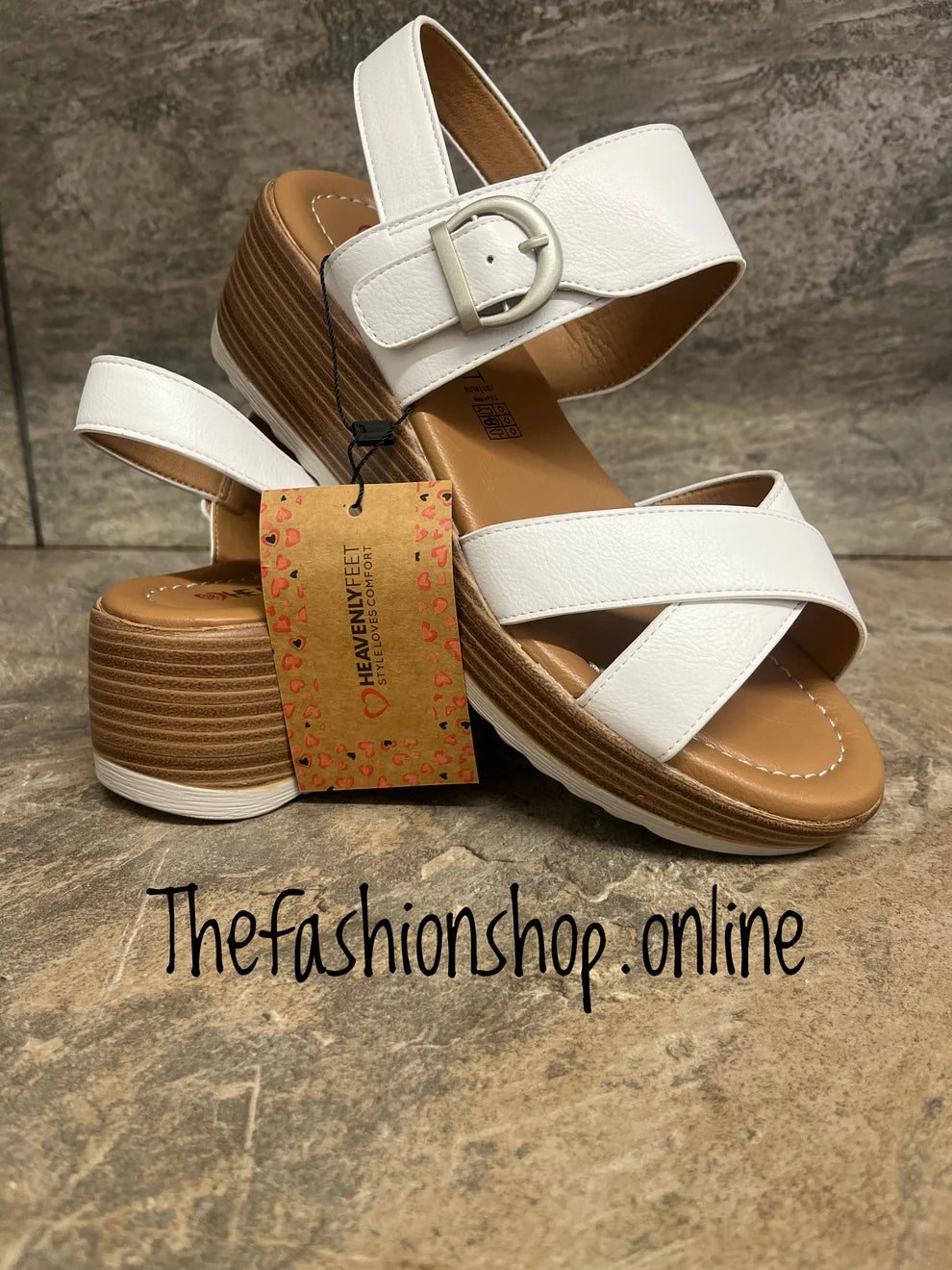 Heavenly Feet white Destiny wedge sandal sizes 4-7 (37-41)
