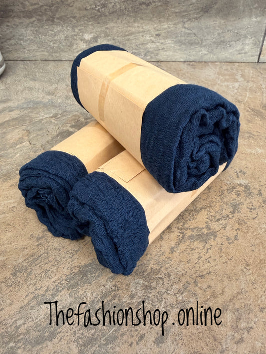 Navy fine waffle scarf