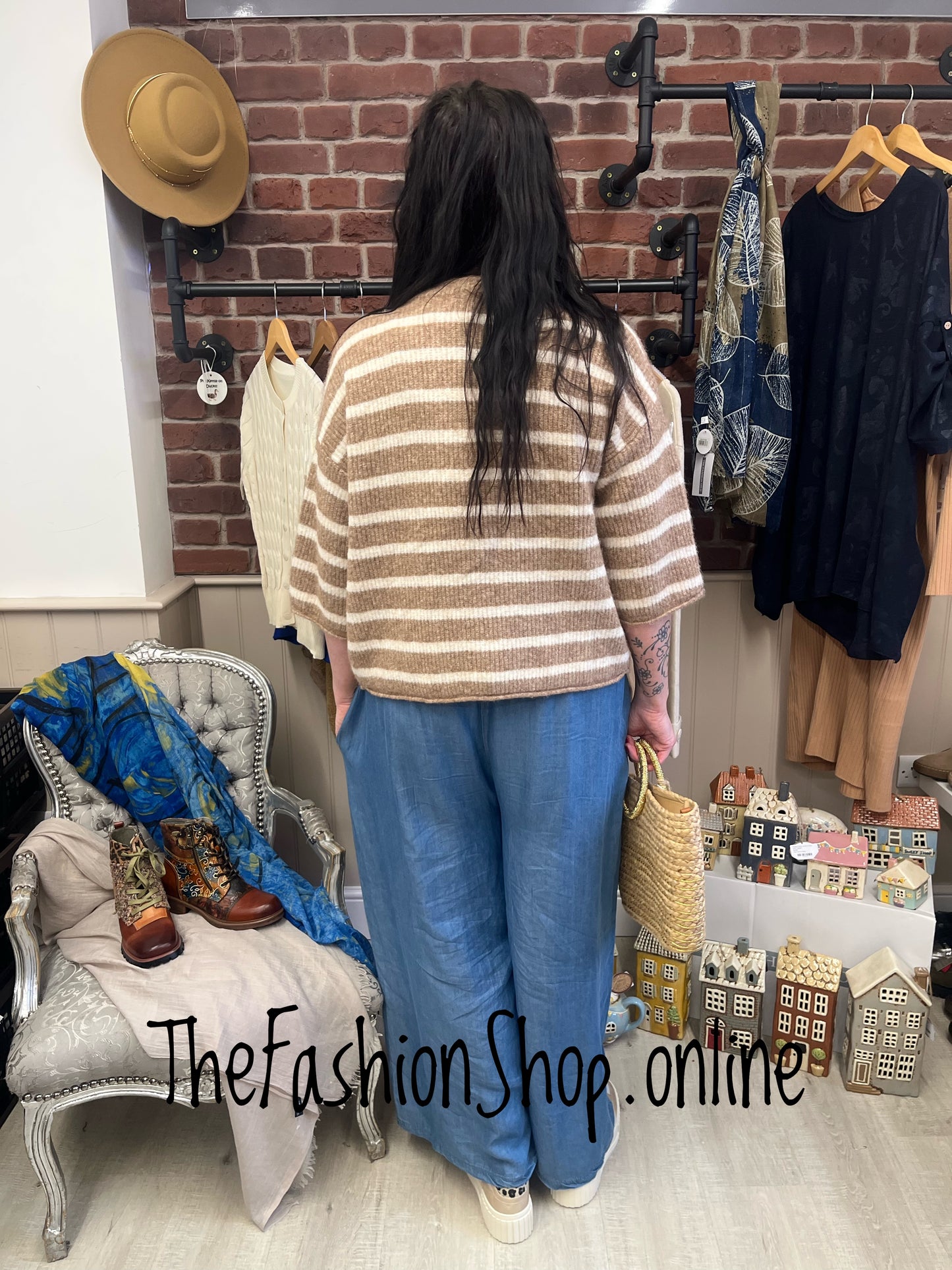 Nina camel striped wool mix cardigan sizes 8-12 and 14-16