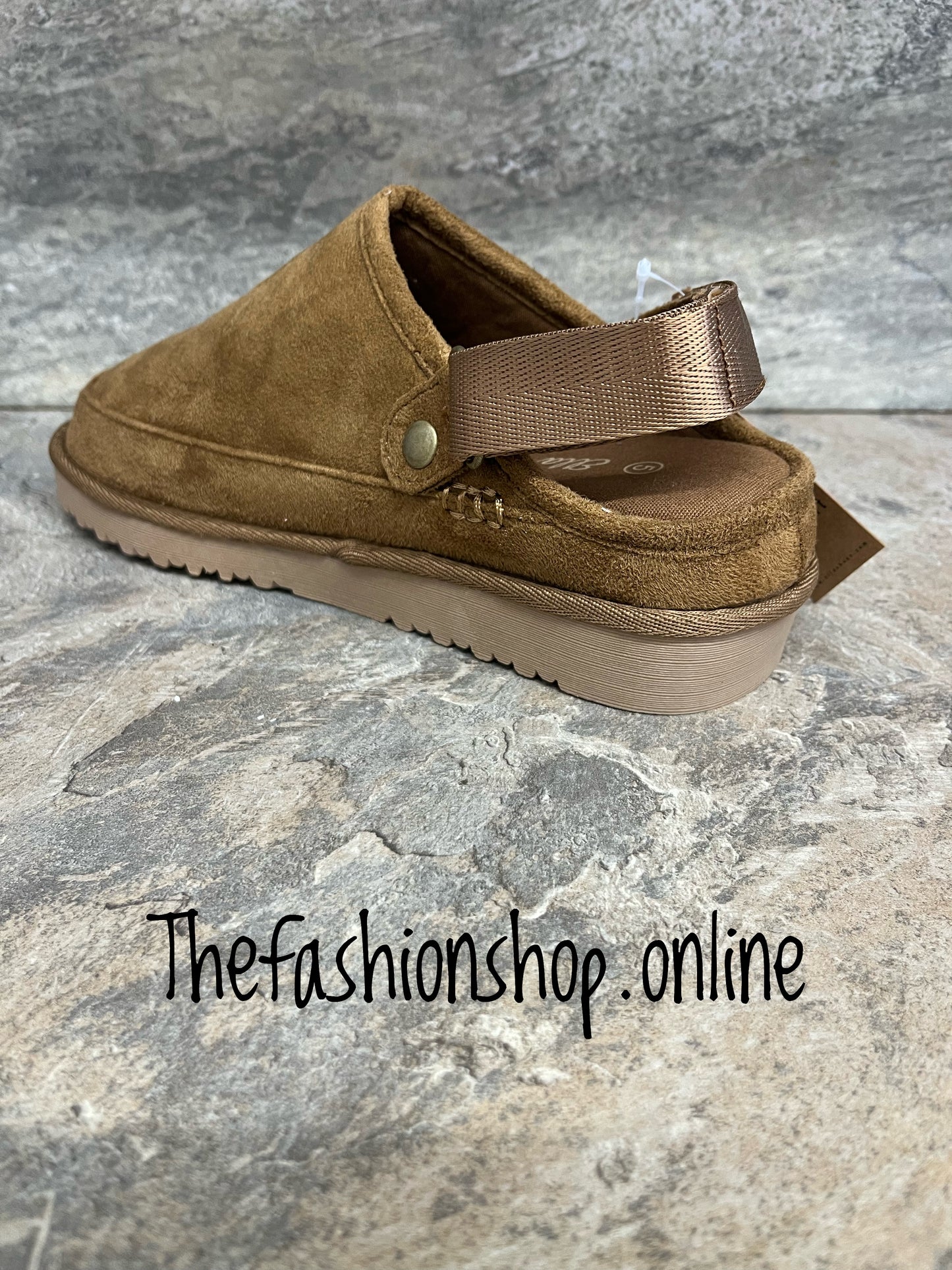 Ella Evie chestnut ankle strap clog mules slippers sizes 4-8