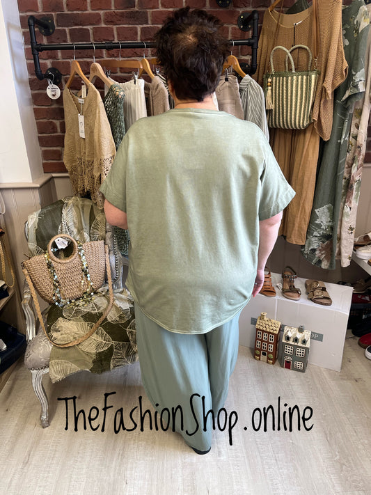 Amber khaki lace detail top 14-20