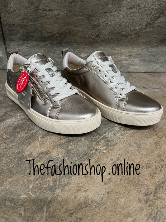 Tamaris light gold wide fit trainer sizes 4-8