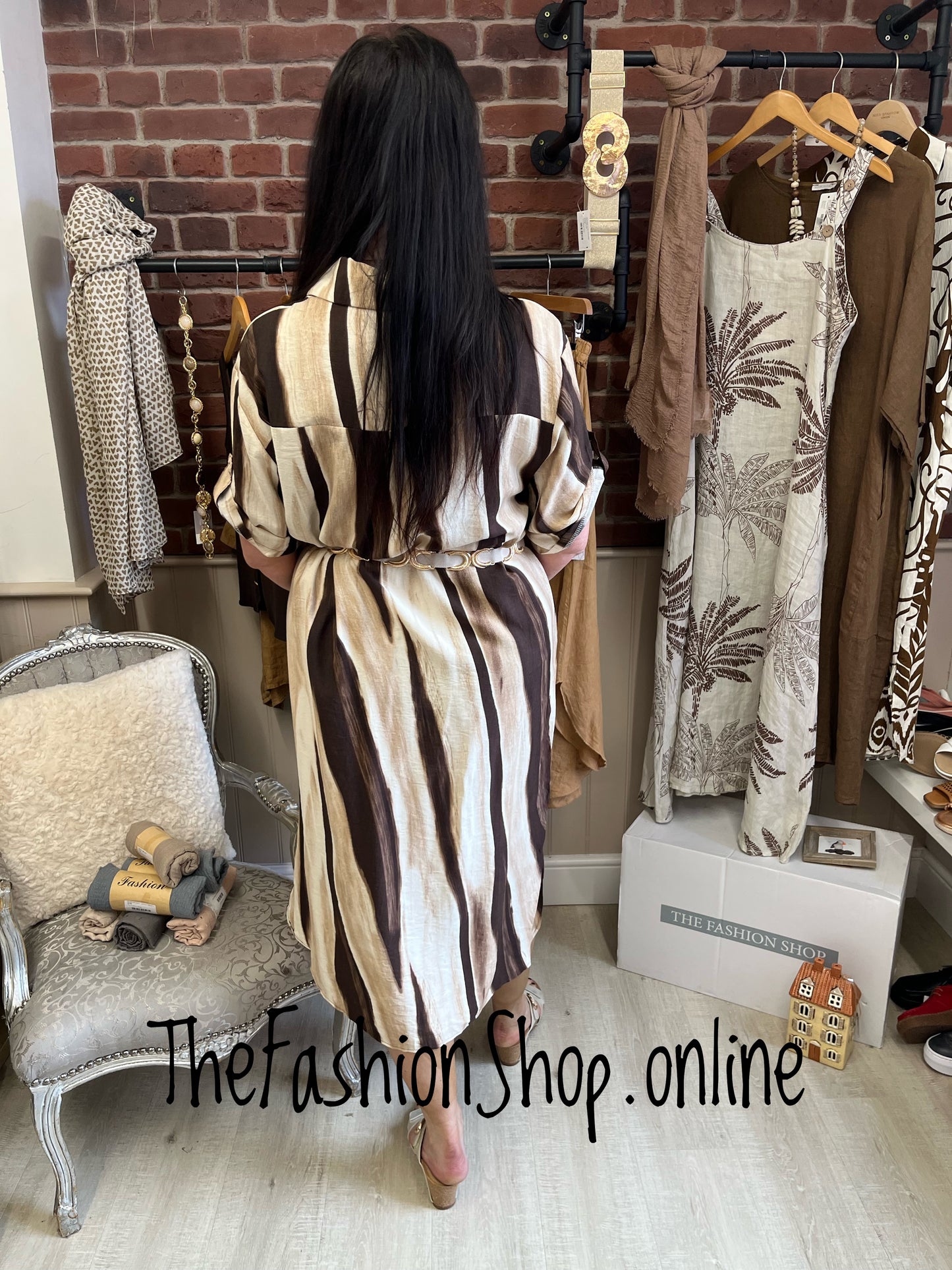 Willow coffee and cream shirt dress 12-16