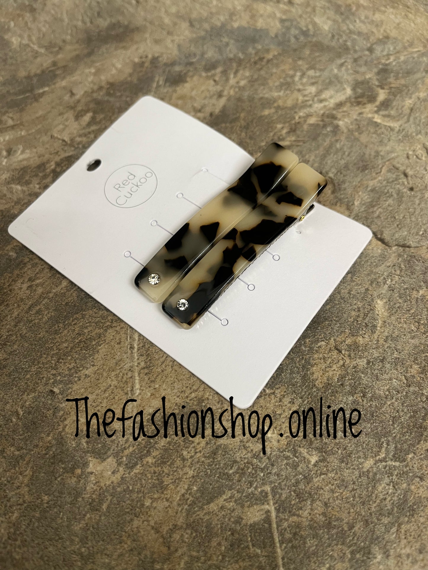 Red Cuckoo cream tortoiseshell hair clip twin pack