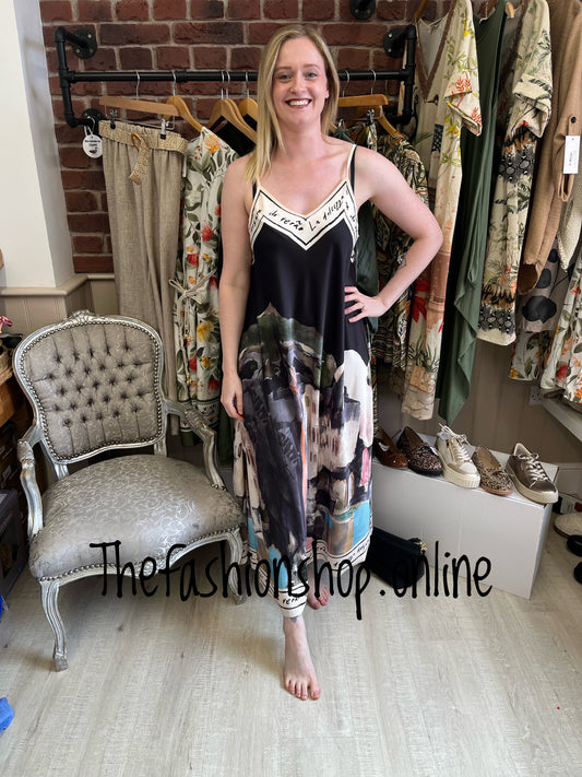 Parisian Silk Mix Black dress 10-16