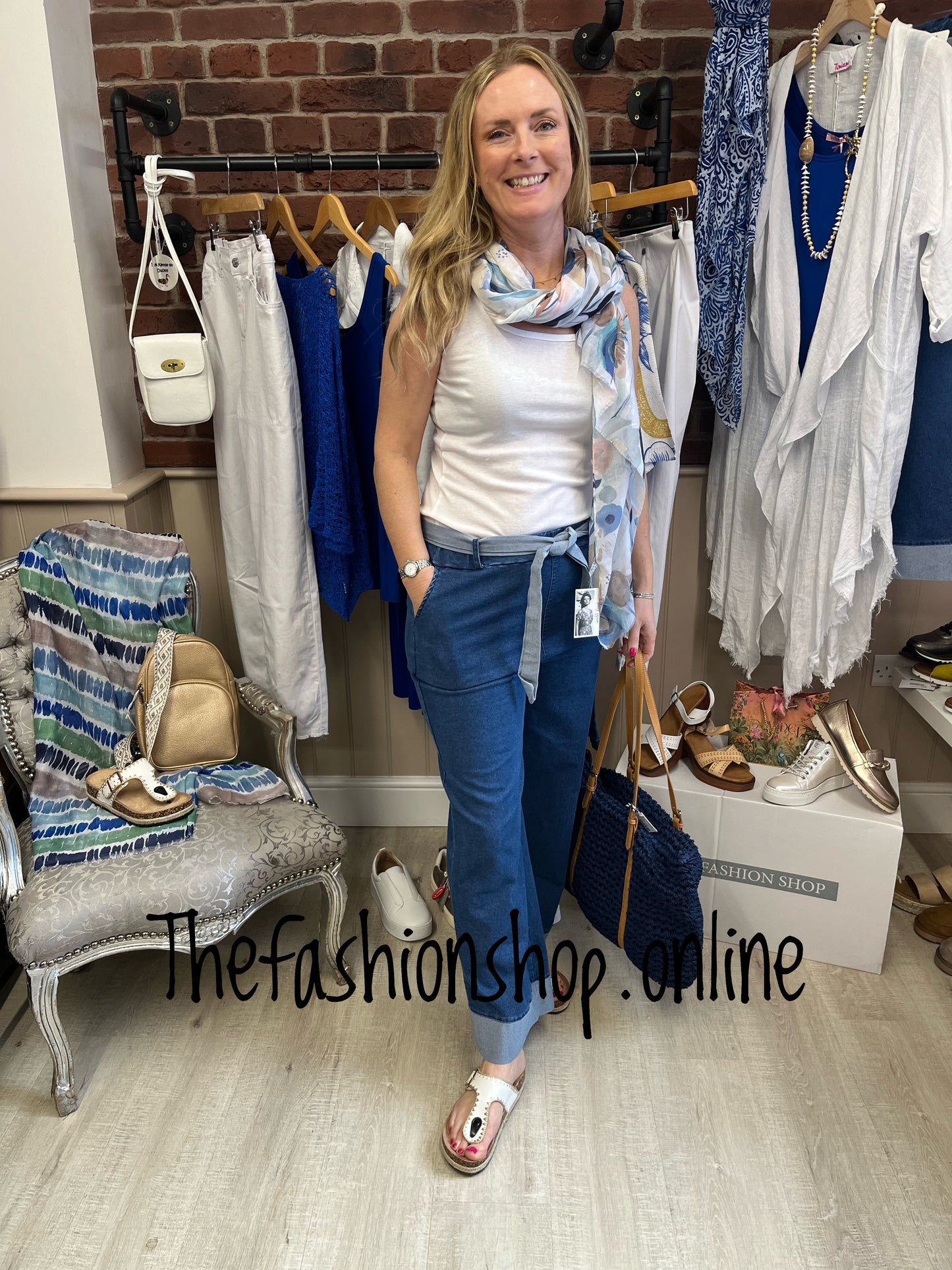 Lucia denim blue wide leg jeans 10-14