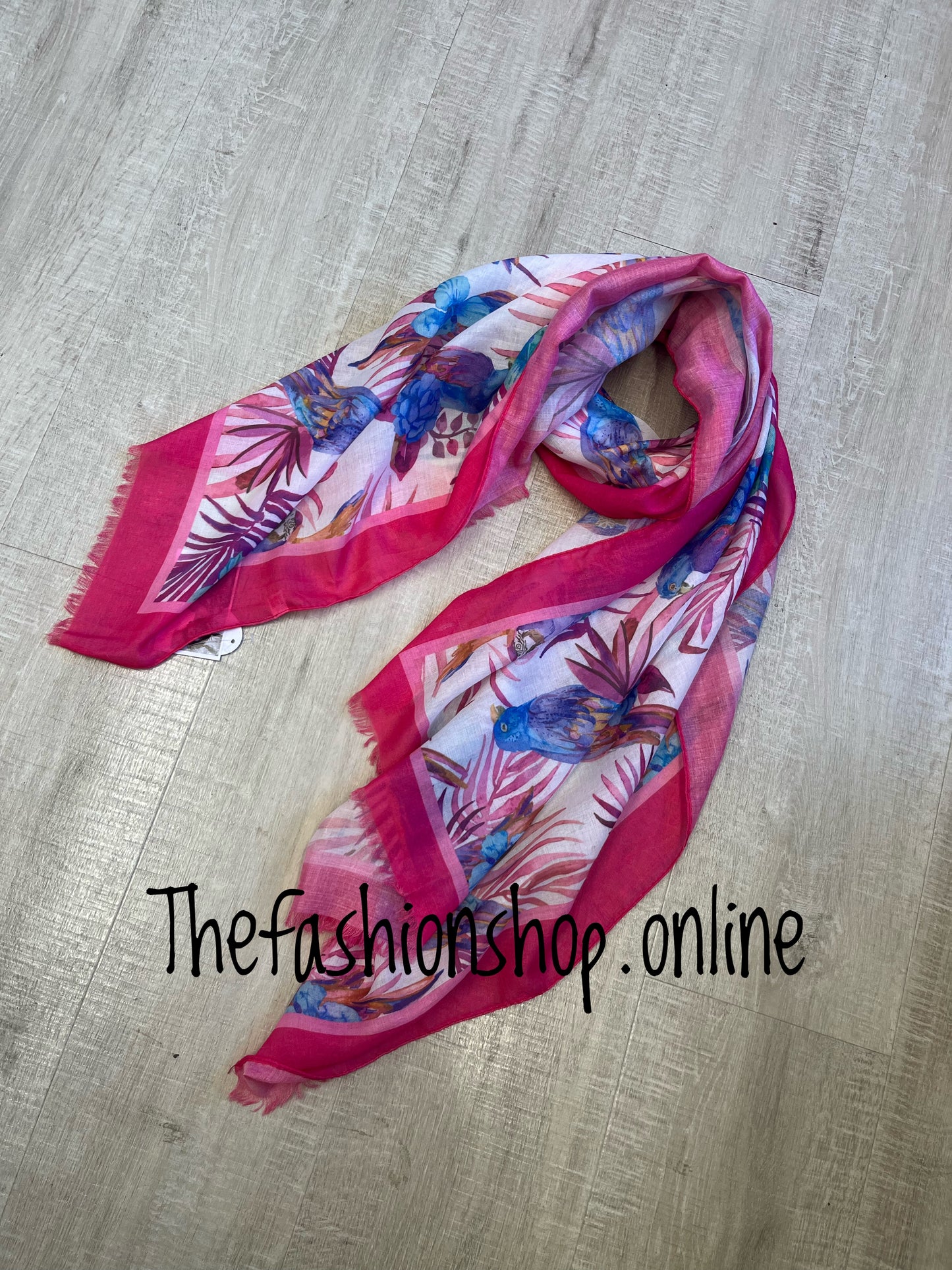 Hot pink parrot scarf