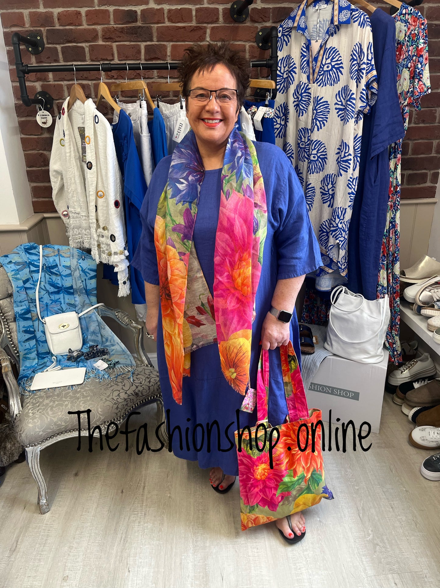 Keira blue cocoon dress with straight hem 16-22