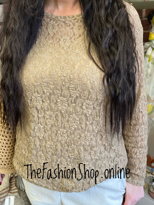 Bonnie camel lace top 14-20