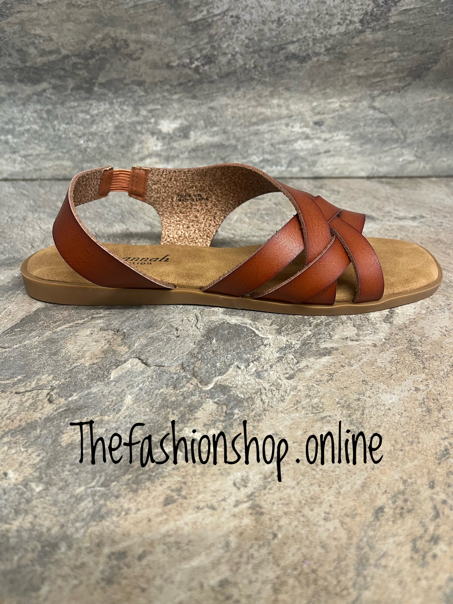 Tan faux leather crossover sandal sizes 4-8