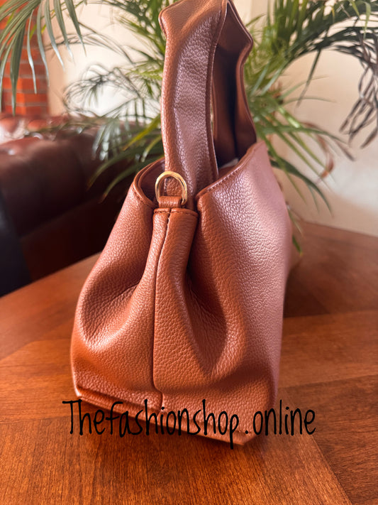 Lily Tote Bag with shoulder strap in Tan Brown