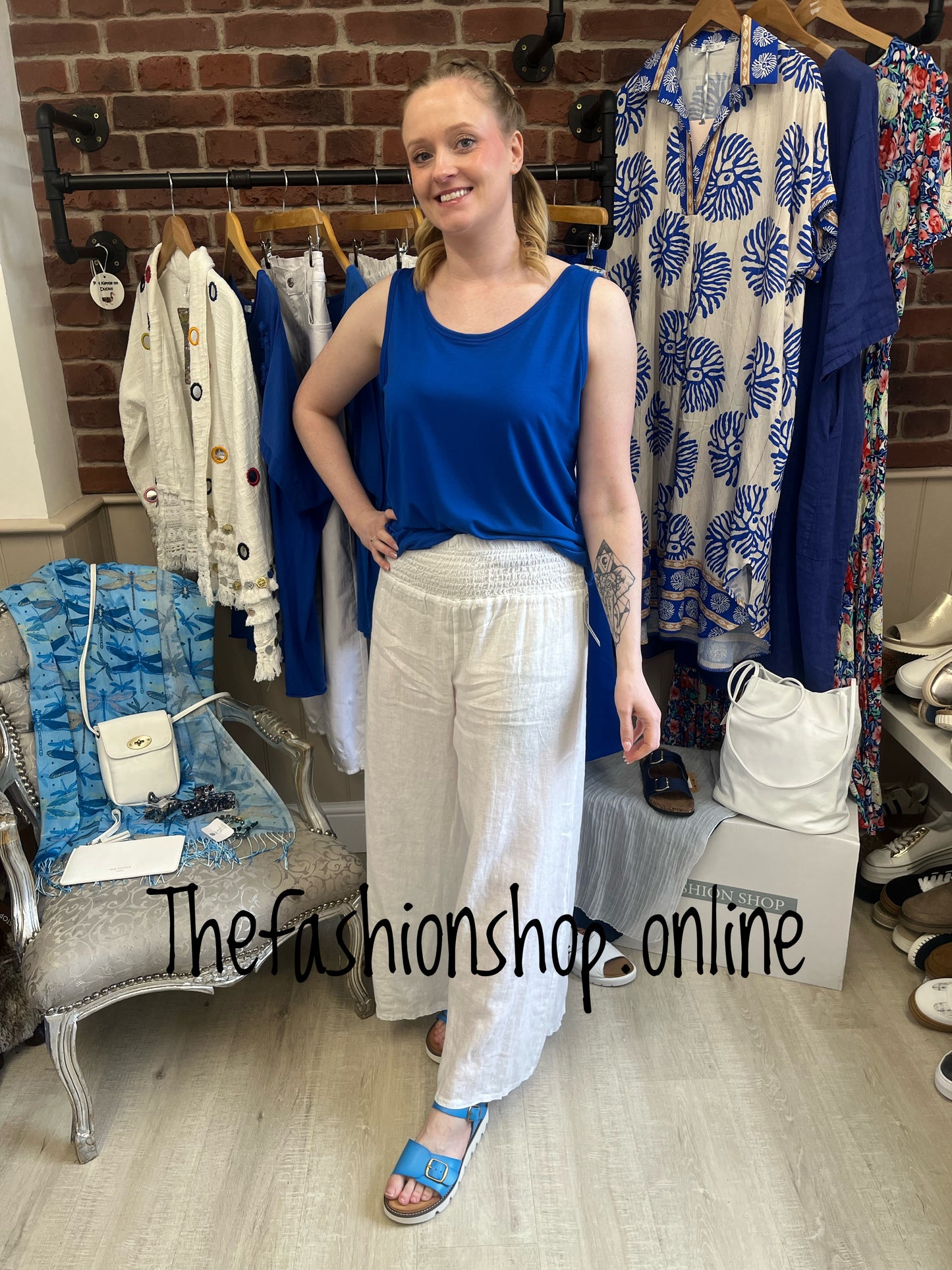 Jennifer white linen trousers 8-16